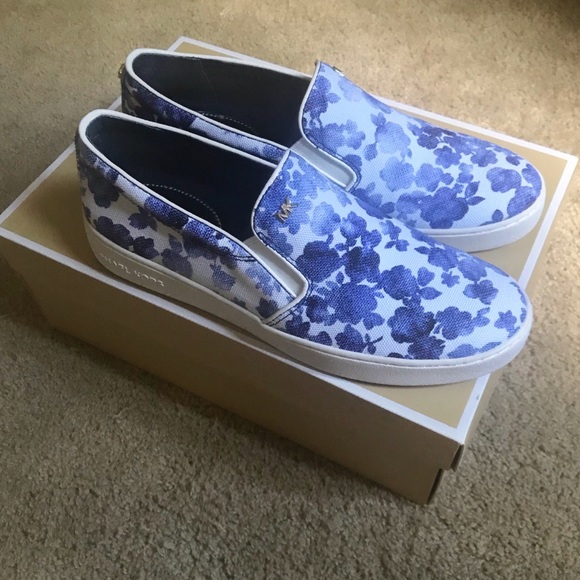 Michael Kors Shoes - NEW Michael Kors Blue Floral Keaton Slip on Size 8